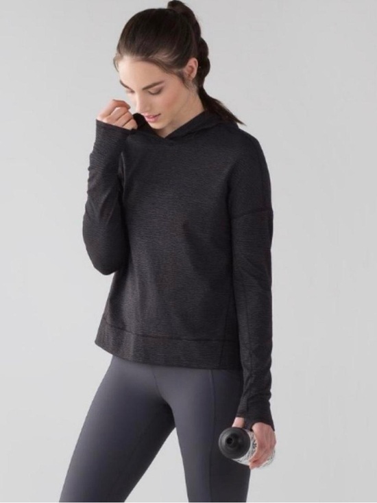 lululemon athletica Tops - lululemon athletica Charcoal Black Lightweight Hooded Pullover